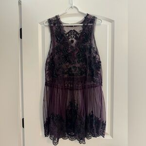 Free people dark purple slip dress size small